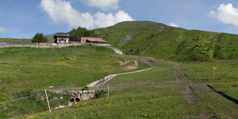 Pascoli sotto l'Alpe Thoules salendo al Rifugio Mont Fallère